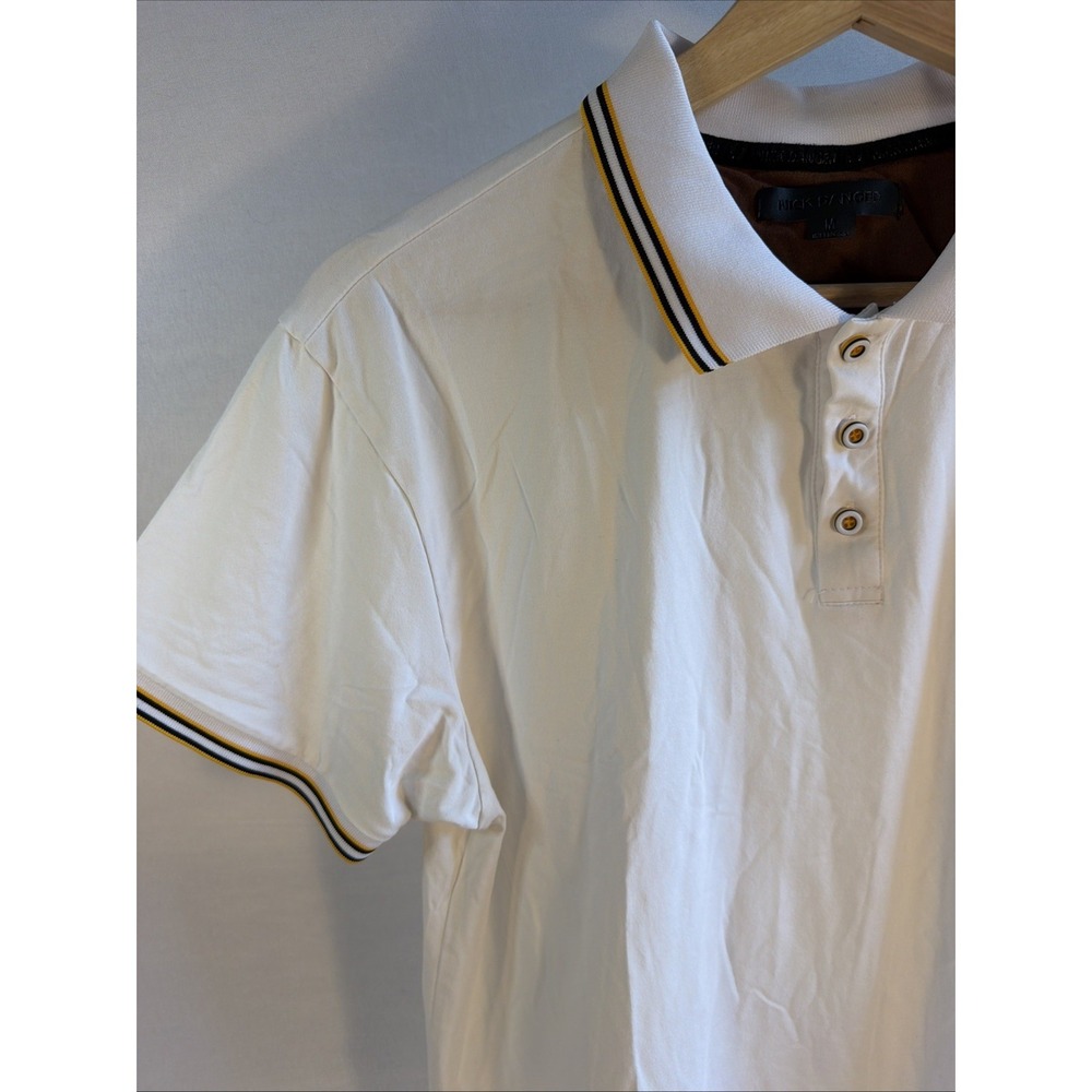 Nick Danger White Short Sleeve Stretch Polo Shirt Mens Size M